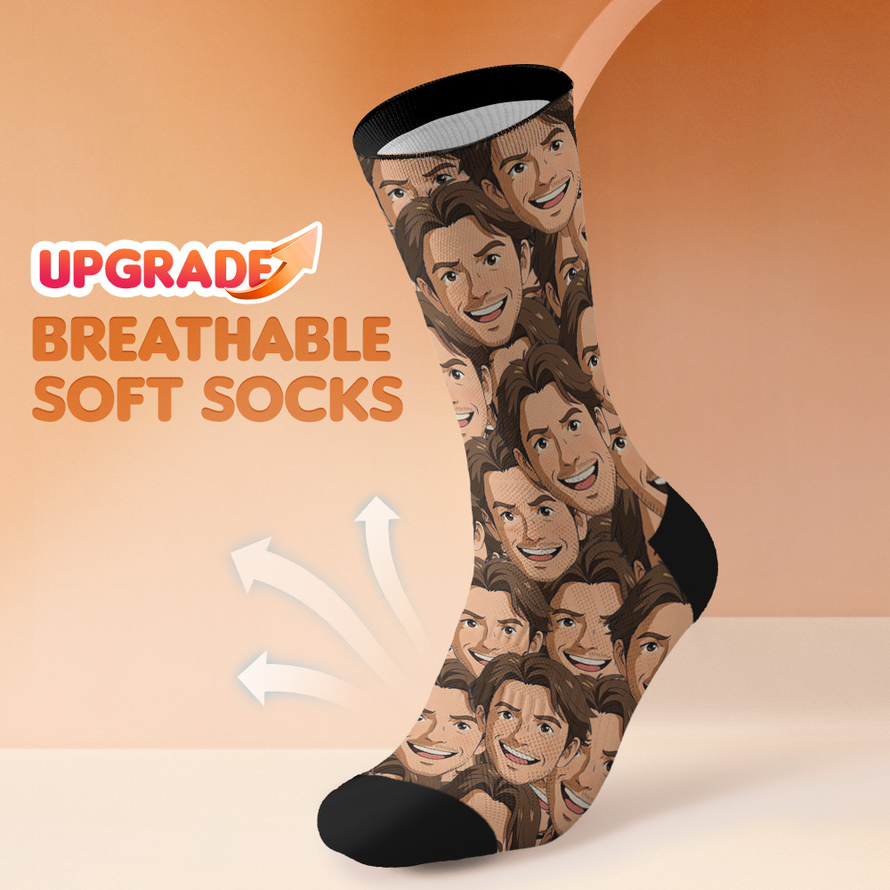 Custom Face Socks Breathable Add Pictures Colorful Photo Socks Gifts
