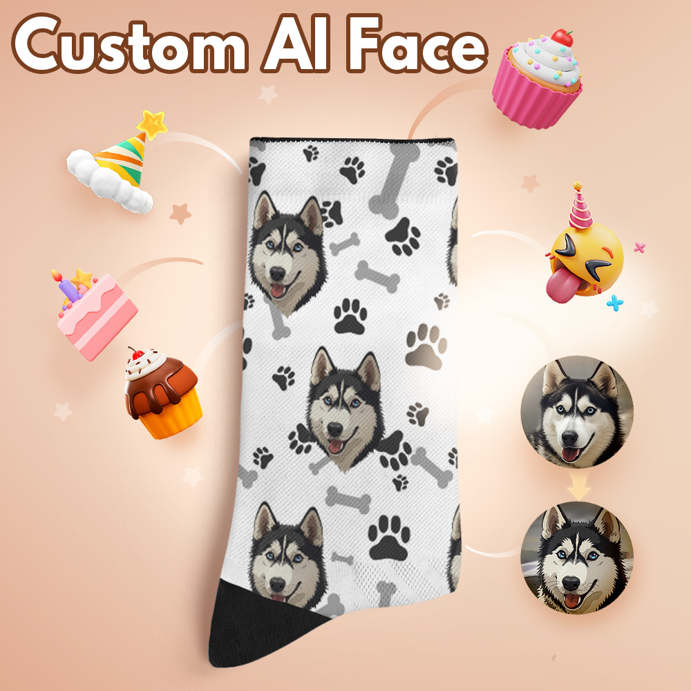 Custom Cute Photo Socks Colorful Personalized Design Best Gift Idea Funny Face for Pet Lover - MyPhotoSocksAu