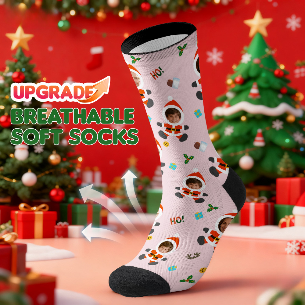 Personalized Christmas Socks Snowman HOHO Christmas SocksCustom Christmas Socks Gift for Family Couple - MyPhotoSocksAu