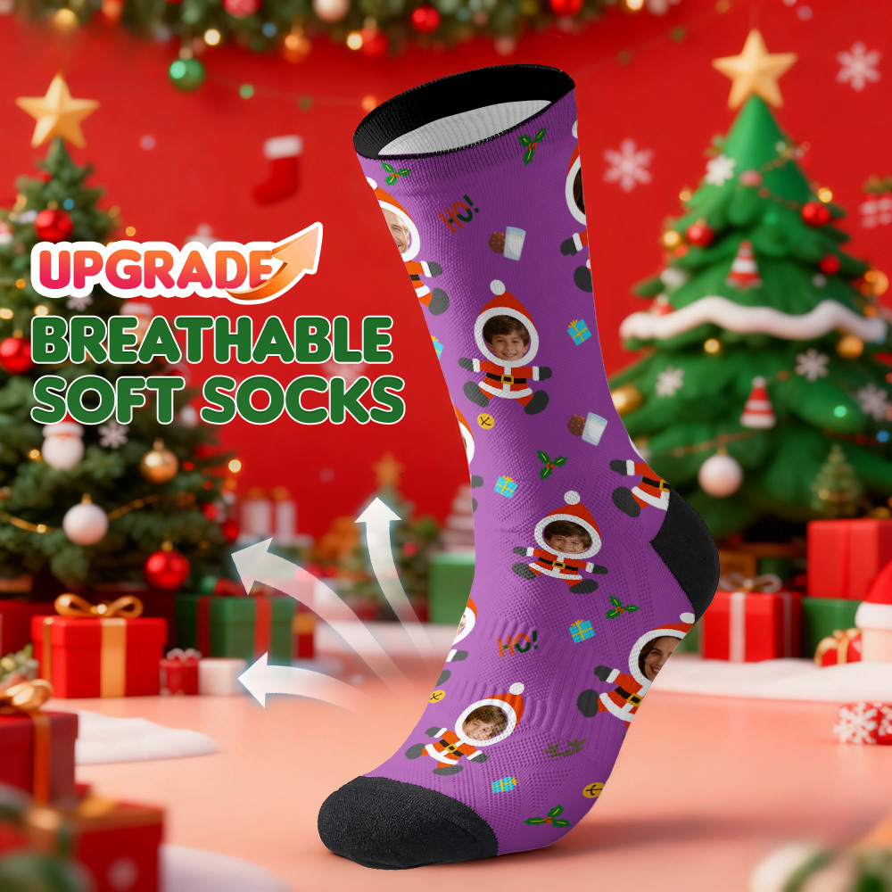 Personalized Christmas Socks Snowman HOHO Christmas SocksCustom Christmas Socks Gift for Family Couple - MyPhotoSocksAu