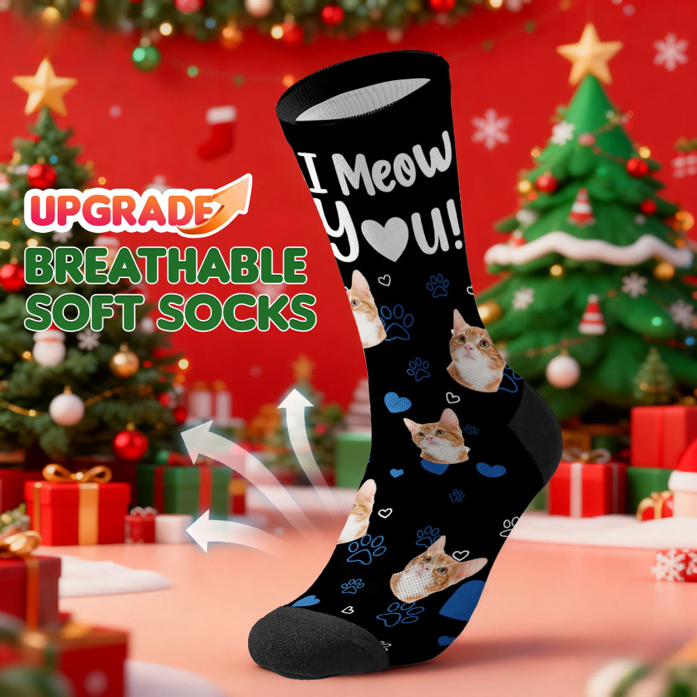 Personalized Pet Dog Theme Socks Christmas Socks Custom I Love You Socks Pet Lover Santa Socks Gift - MyPhotoSocksAu