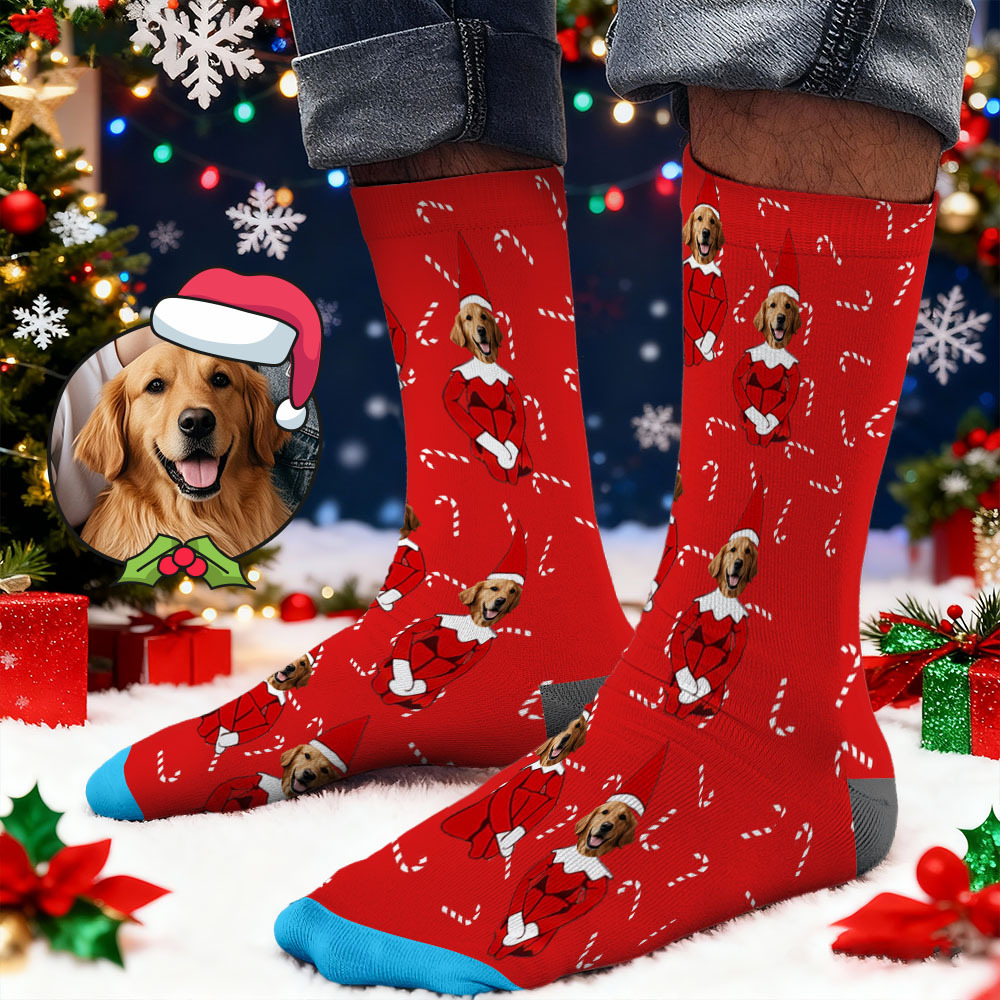Custom Face Printed Socks Christmas Gift Snowman Pattern Personalized Custom Designs Best Santa Gift Idea - MyPhotoSocksAu