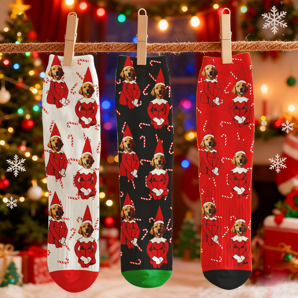 Custom Face Printed Socks Christmas Gift Snowman Pattern Personalized Custom Designs Best Santa Gift Idea - MyPhotoSocksAu