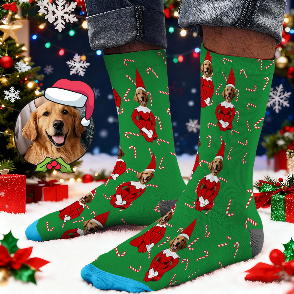 Custom Face Printed Socks Christmas Gift Snowman Pattern Personalized Custom Designs Best Santa Gift Idea - MyPhotoSocksAu