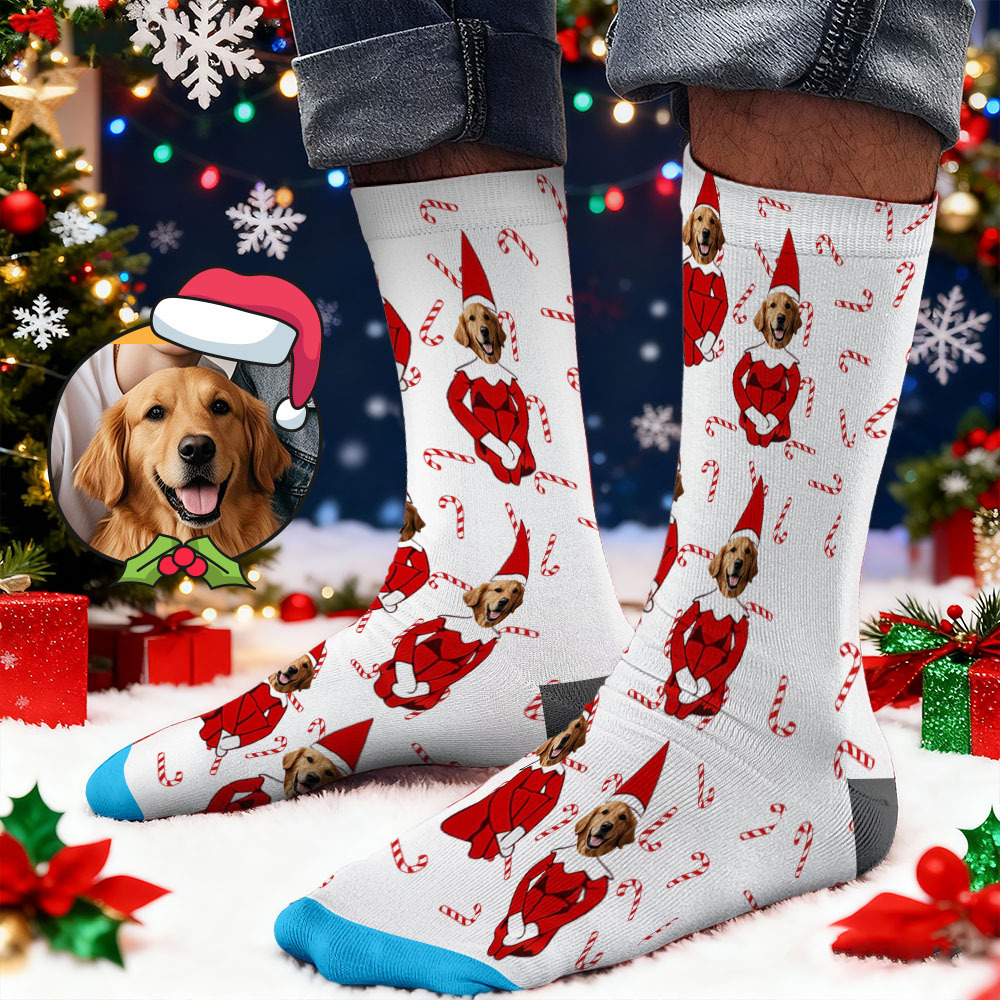Custom Face Printed Socks Christmas Gift Snowman Pattern Personalized Custom Designs Best Santa Gift Idea - MyPhotoSocksAu