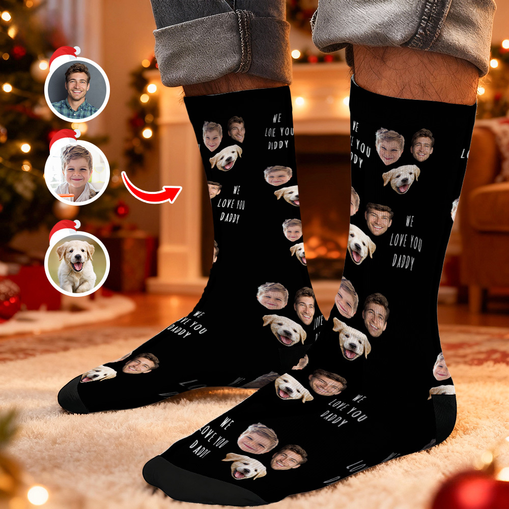 Christmas Socks Custom Face Socks Personalized Funny Christmas Face Socks Gift - MyPhotoSocksAu