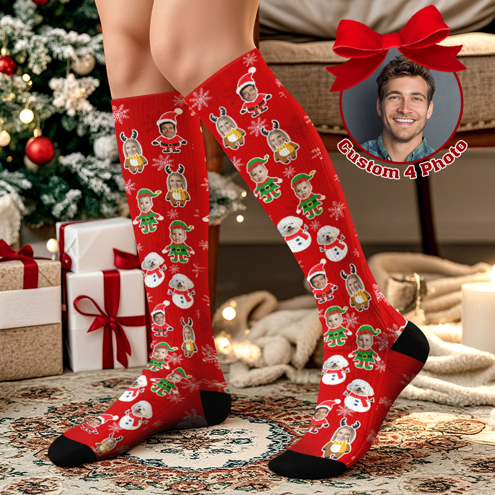 Christmas Socks Custom Face Socks Personalized Funny Christmas Face Socks Gift