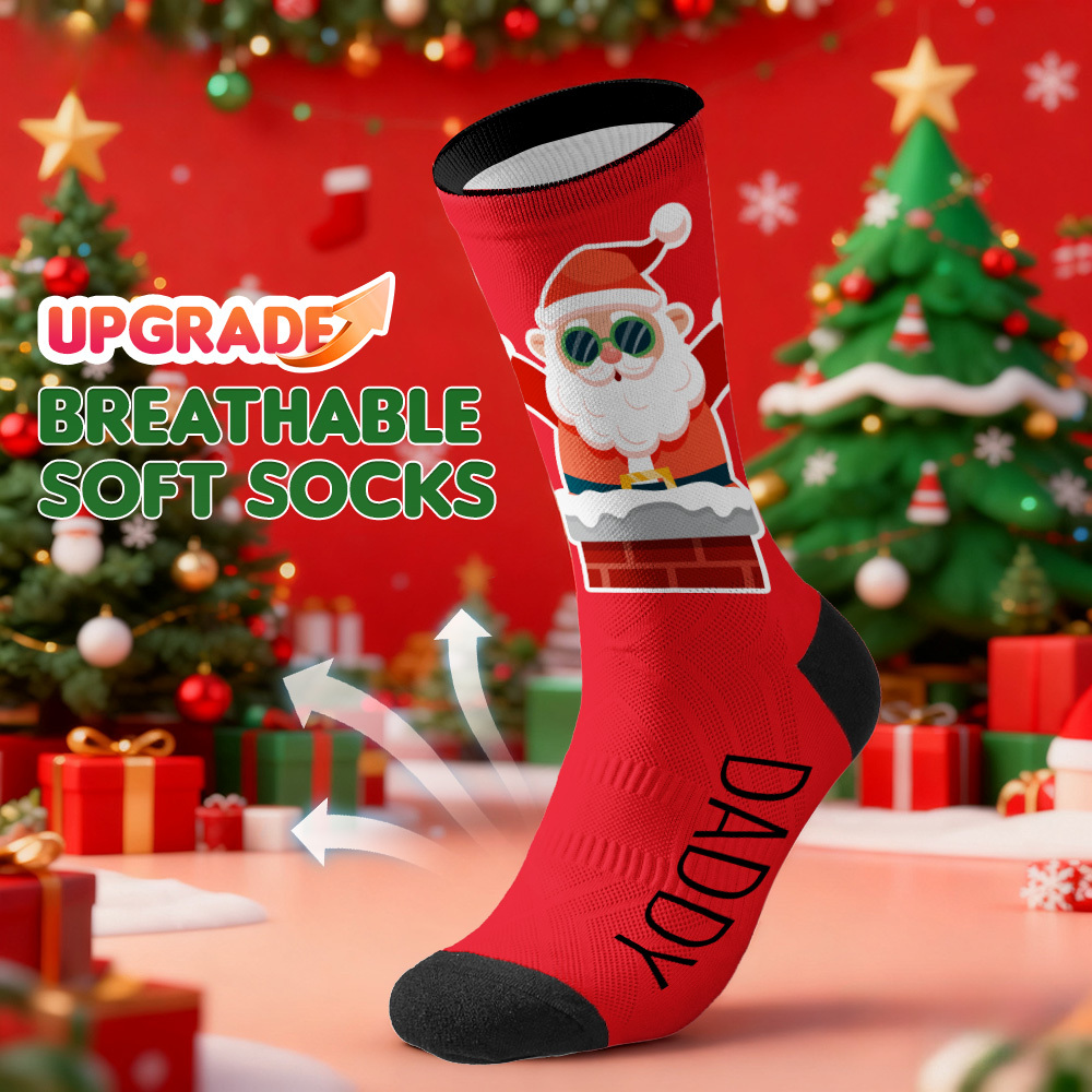 Christmas Socks Custom Face Socks Personalized Funny Hat Custom Design Best Gift Idea for Xmas - MyPhotoSocksAu