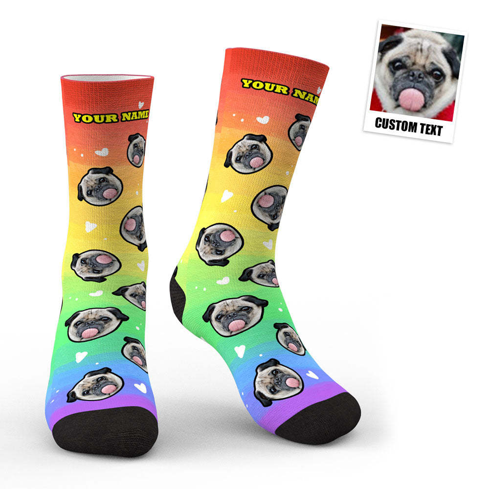 Custom Face Rainbow Print Socks 3D Preview - My Photo Socks AU