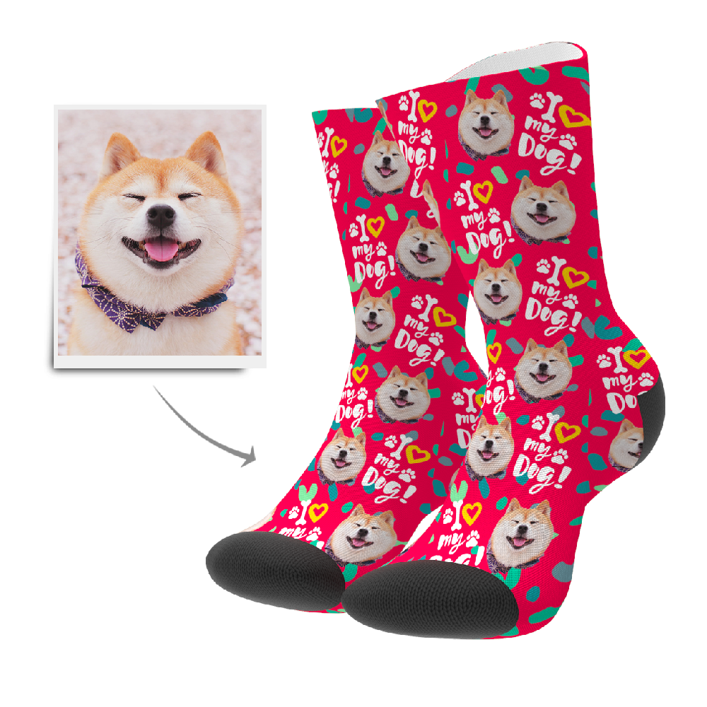 Custom Love Dog Socks - MyPhotoSocksAU
