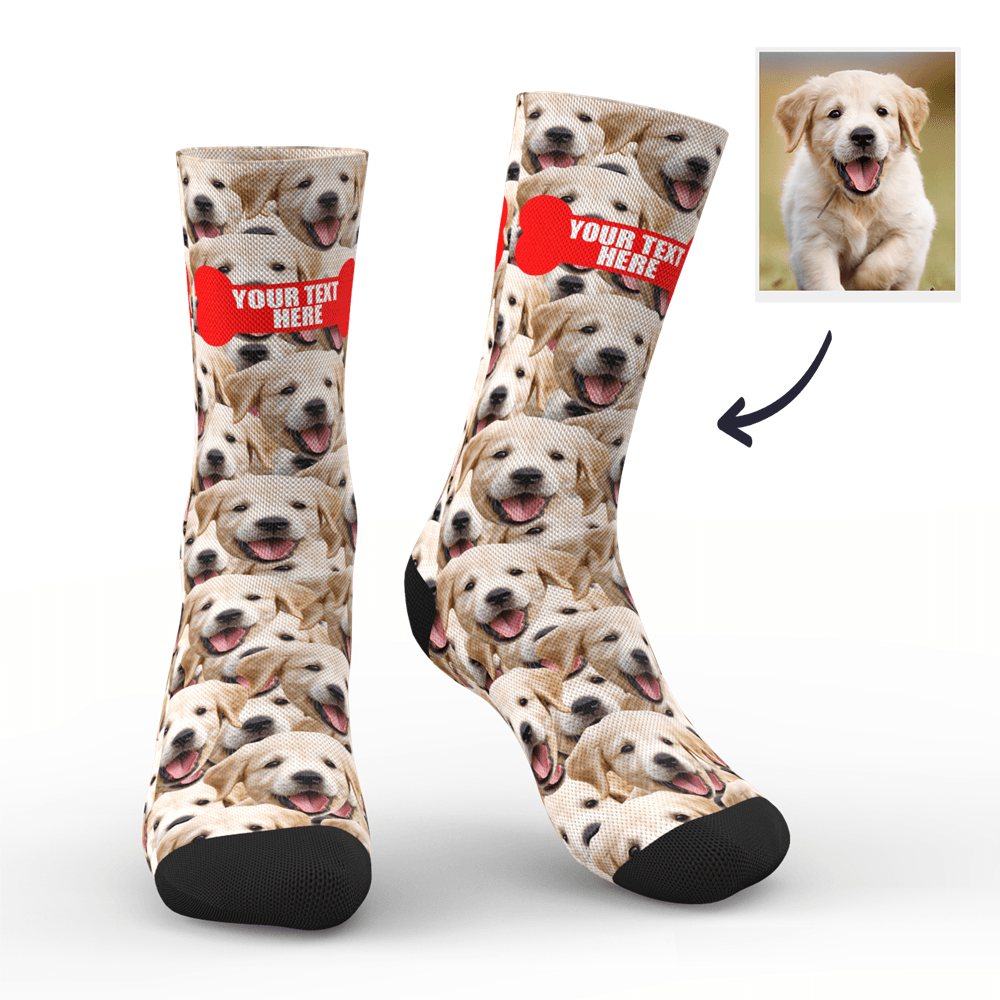Custom Face Mash Dog Socks With Your Text - MyPhotoSocksAU
