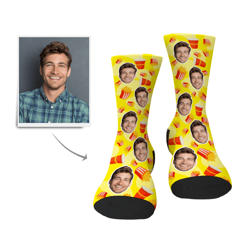 Custom Chips & Drink Face Socks - Myfacesocksau