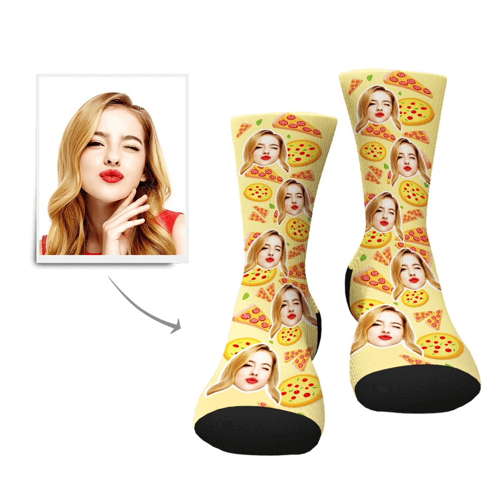 Custom Pizza Pattern Face Socks - MyPhotoSocksAU