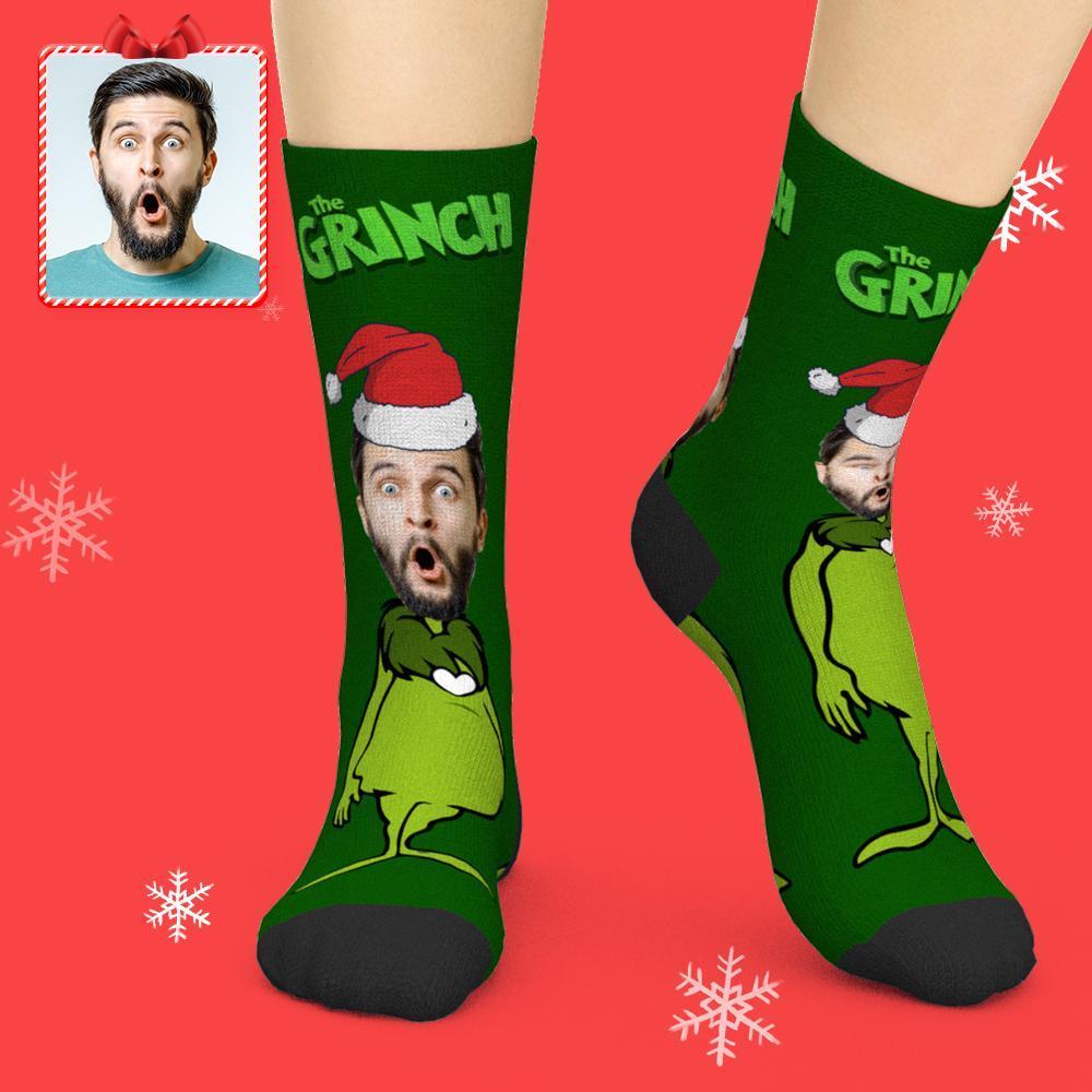 Printed In AU Custom Face Socks Add Pictures My Face Socks Grinch