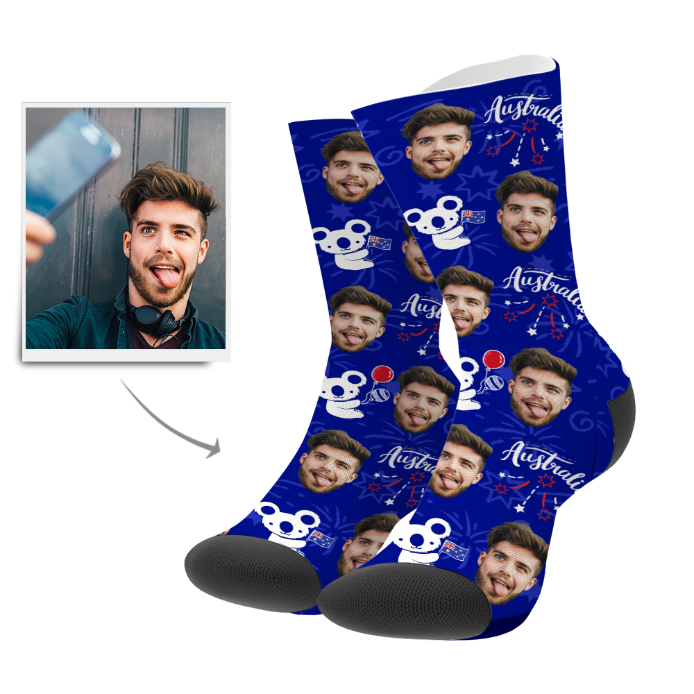 Custom Photo Socks Koala Face Socks- Personalized Gifts.