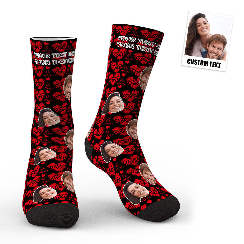 3D Preview Custom Face Heart Socks - XOXO - My Photo Socks AU