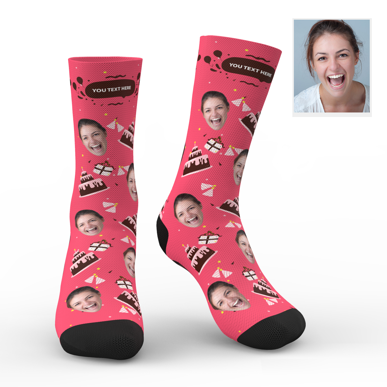 Custom Face Socks Birthday Gift With Your Text