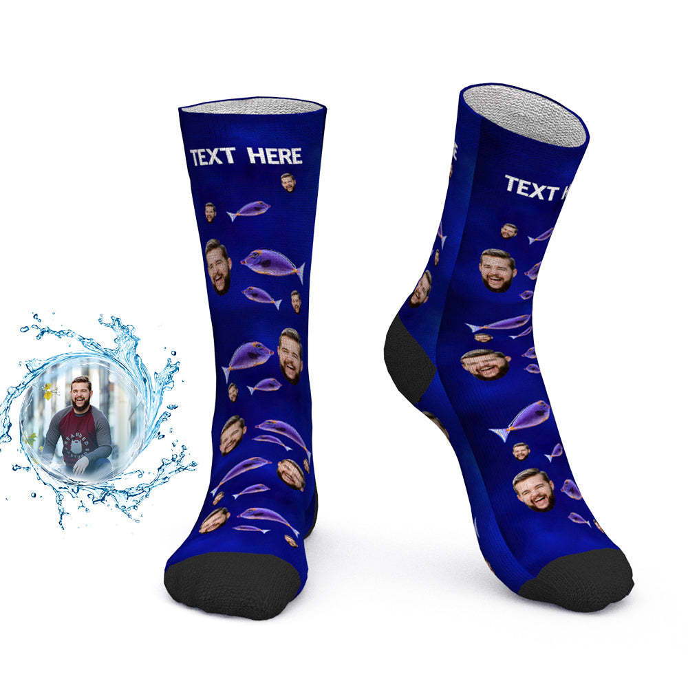 Custom Face Socks Blue and Orange Tang Fish Photo - My Photo Socks AU