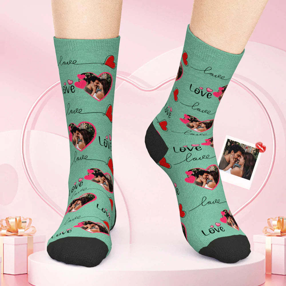 Custom Face Socks Couple Love Socks Custom Lover Funny Socks Valentine's Day Gift - My Photo Socks AU