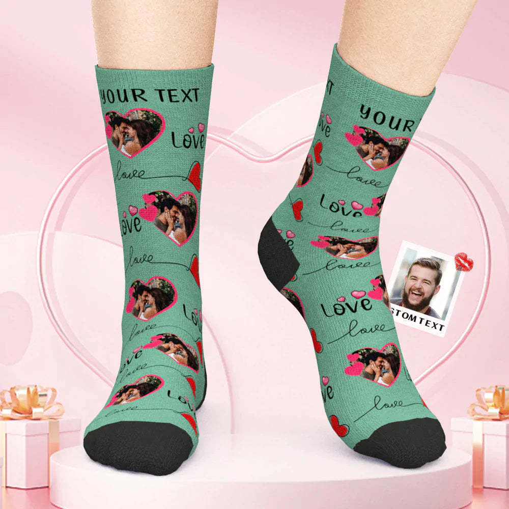 Custom Face Socks Couple Love Socks Custom Lover Funny Socks Valentine's Day Gift - My Photo Socks AU