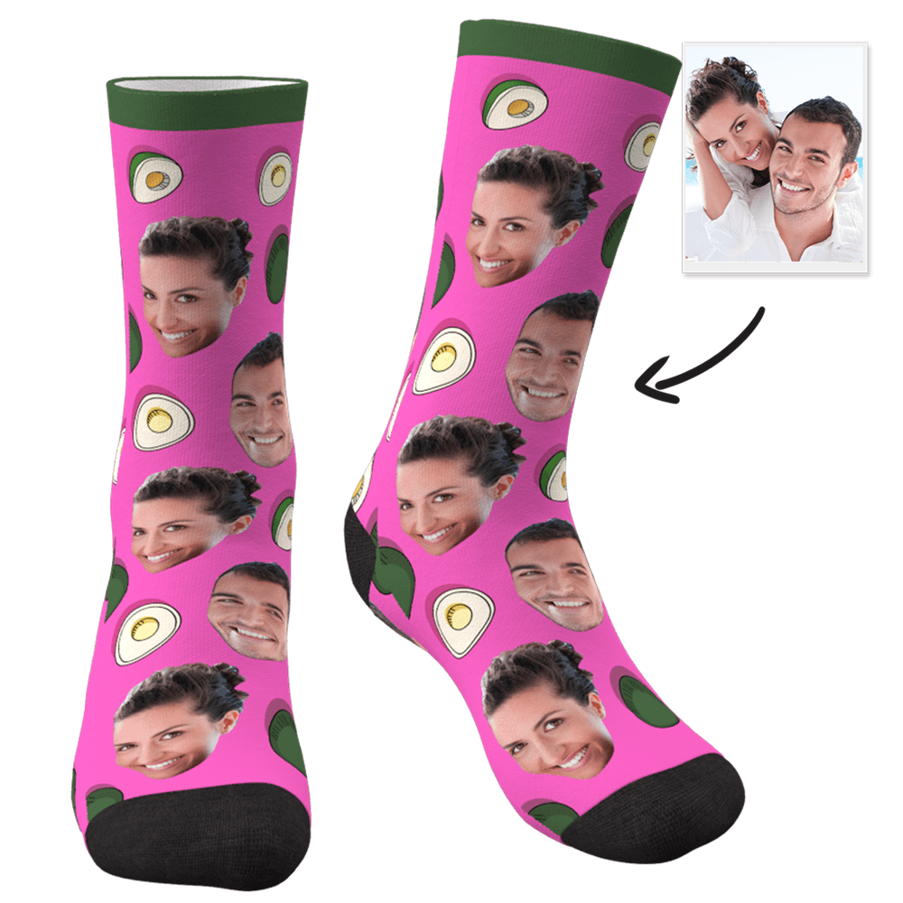 Custom Photo Socks Couple Avocado Theme