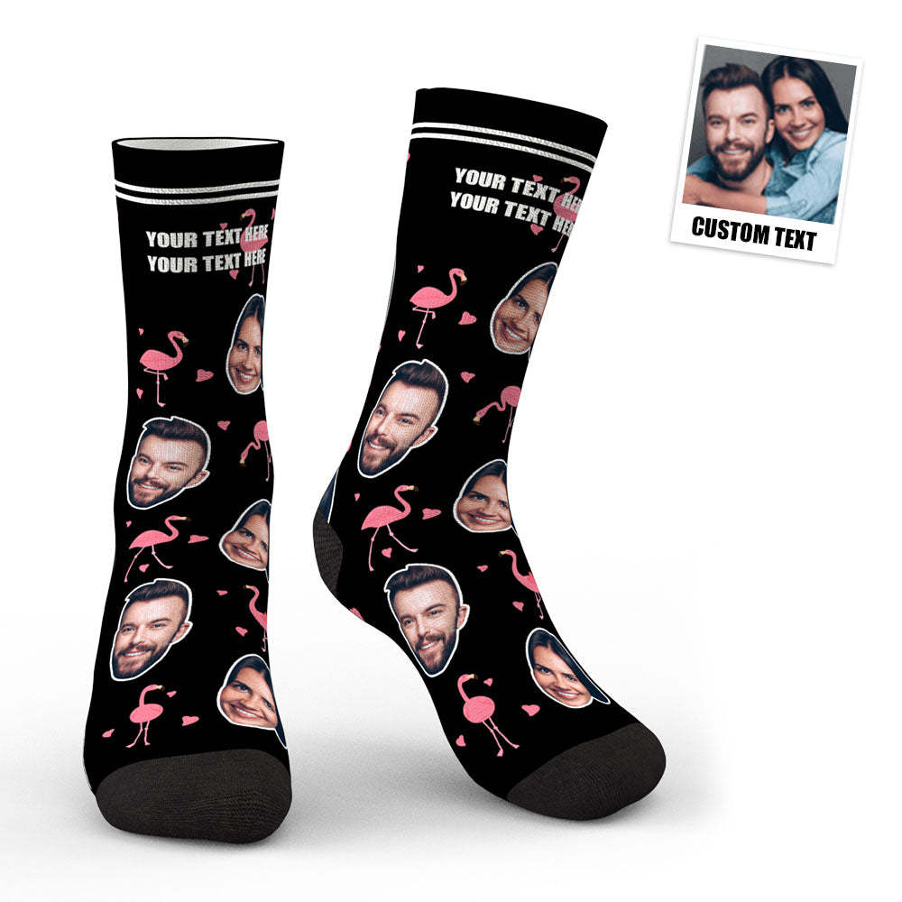 3D Preview Custom Swan Flamingo And Face On Socks - My Photo Socks AU