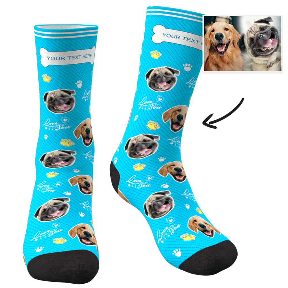Custom Photo Socks Love You Dog With Your Text