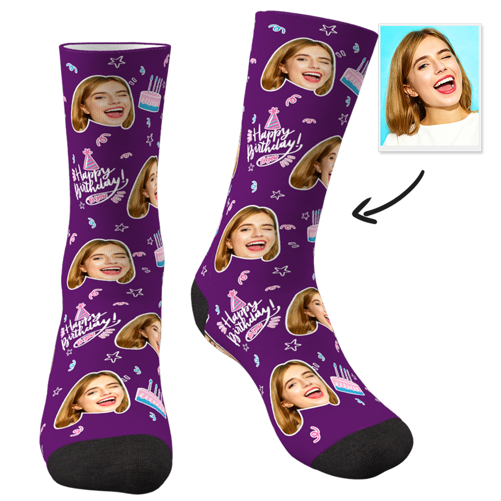 Custom Photo Socks Happy Birthday - MyPhotoSocksAU