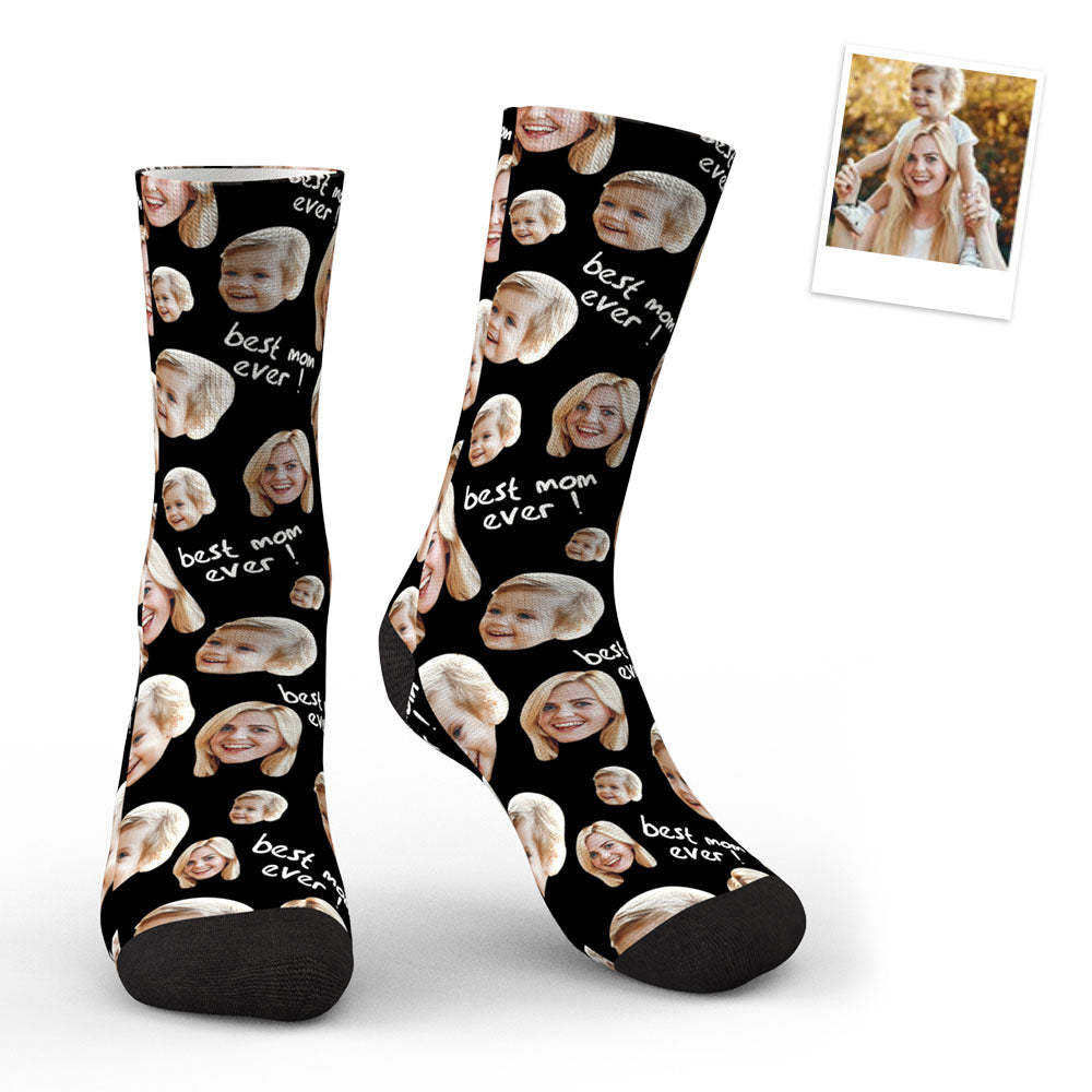 3D Preview Custom Photo Socks Gifts For Mother Best Mom Ever - My Photo Socks AU