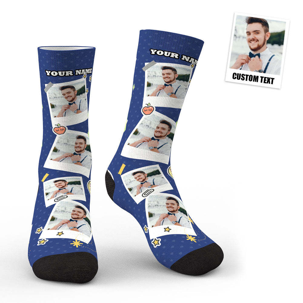 3D Preview Personalized Sticky Note Mark Custom Photo Socks - My Photo Socks AU