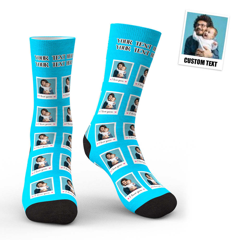 3D Preview Custom I Love You Polaroid Socks - My Photo Socks AU