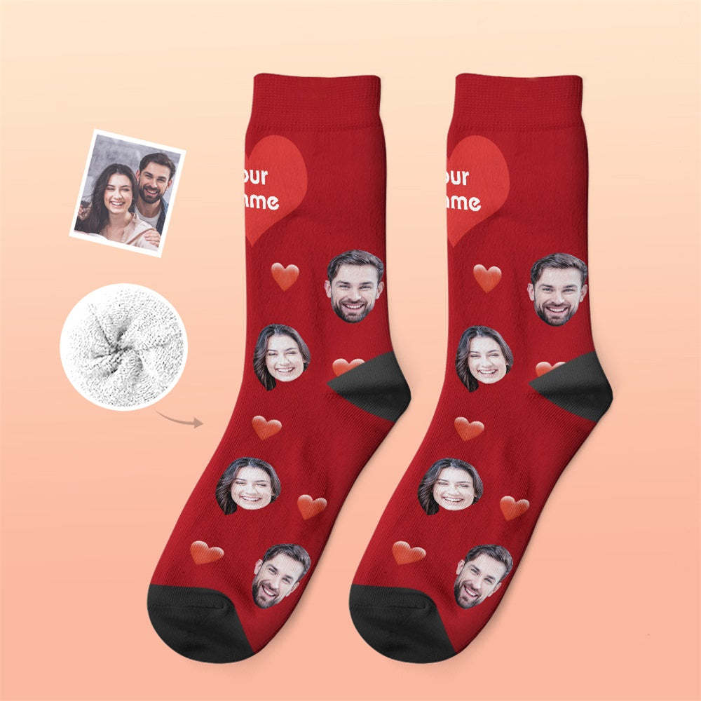 Custom Thick Socks Photo 3D Digital Printed Socks Autumn Winter Warm Socks Heart - My Photo Socks AU