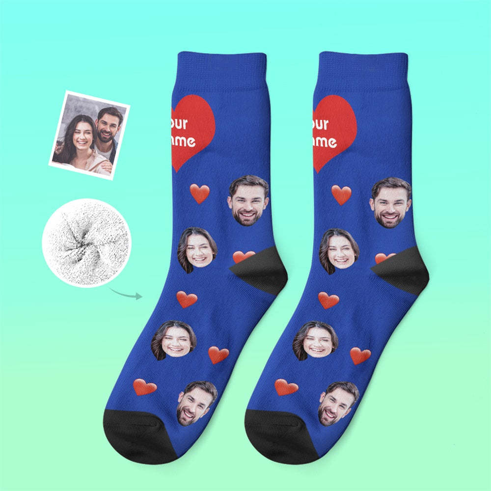 Custom Thick Socks Photo 3D Digital Printed Socks Autumn Winter Warm Socks Heart - My Photo Socks AU