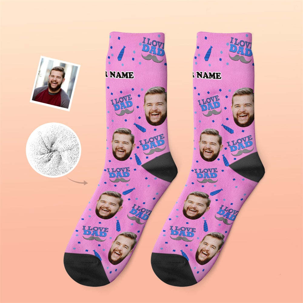 Custom Thick Socks Photo 3D Digital Printed Socks Autumn Winter Warm Socks I Love Dad - My Photo Socks AU