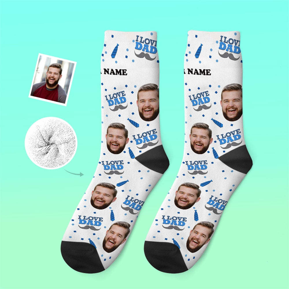 Custom Thick Socks Photo 3D Digital Printed Socks Autumn Winter Warm Socks I Love Dad - My Photo Socks AU