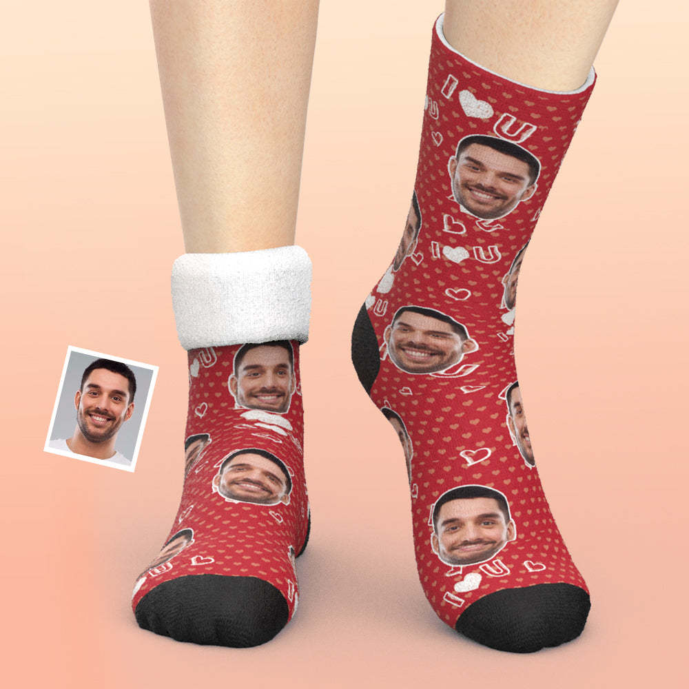 Custom Thick Socks Photo 3D Digital Printed Socks Autumn Winter Warm Socks I Love U Socks - My Photo Socks AU