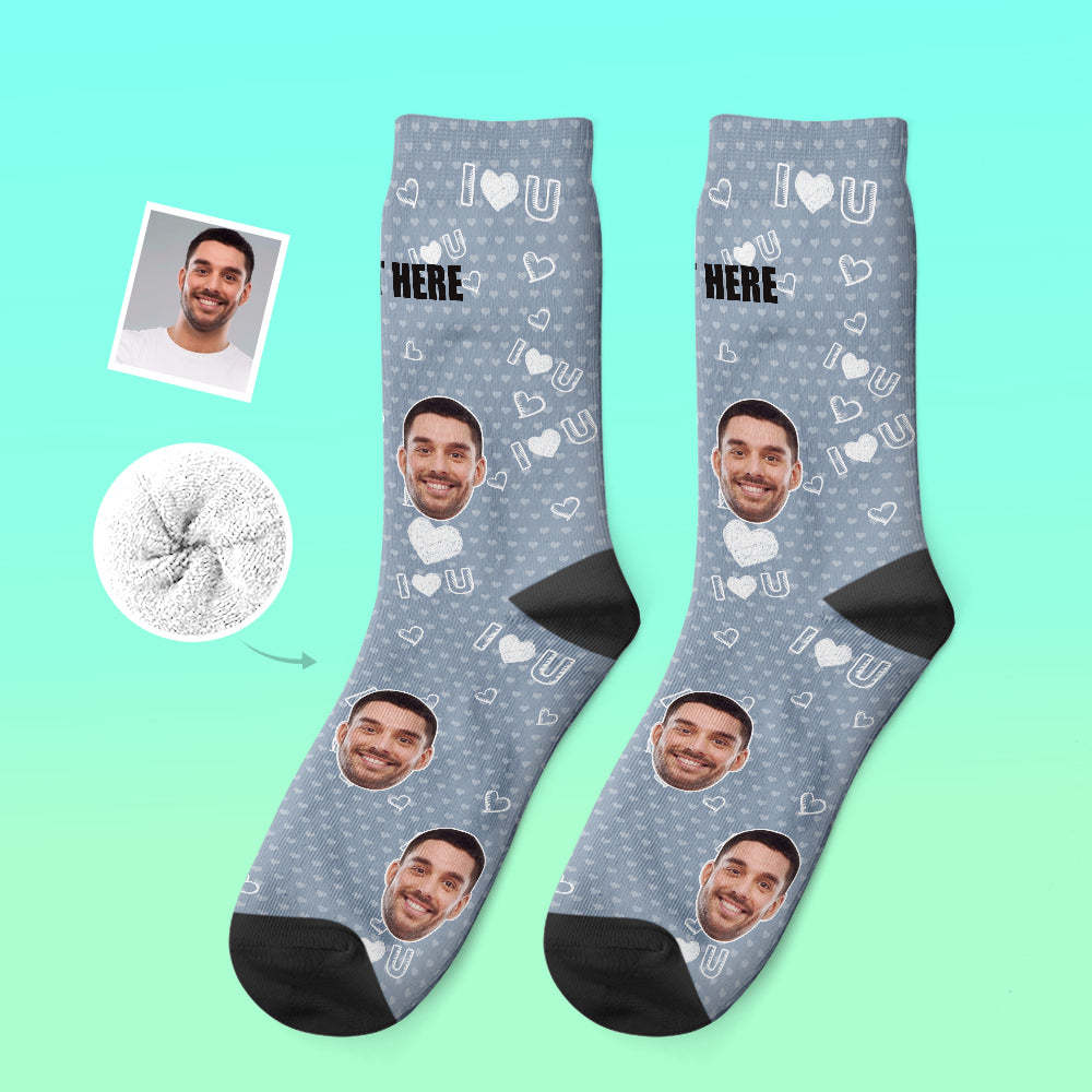 Custom Thick Socks Photo 3D Digital Printed Socks Autumn Winter Warm Socks I Love U Socks - My Photo Socks AU