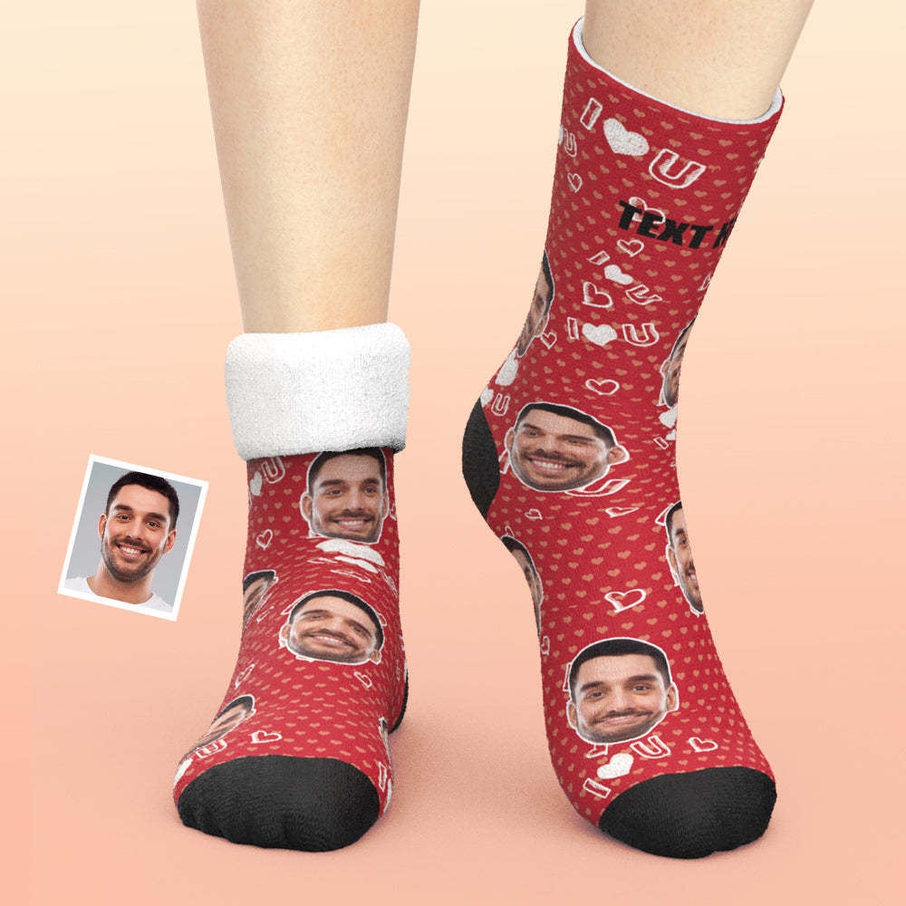 Custom Thick Socks Photo 3D Digital Printed Socks Autumn Winter Warm Socks I Love U Socks - My Photo Socks AU