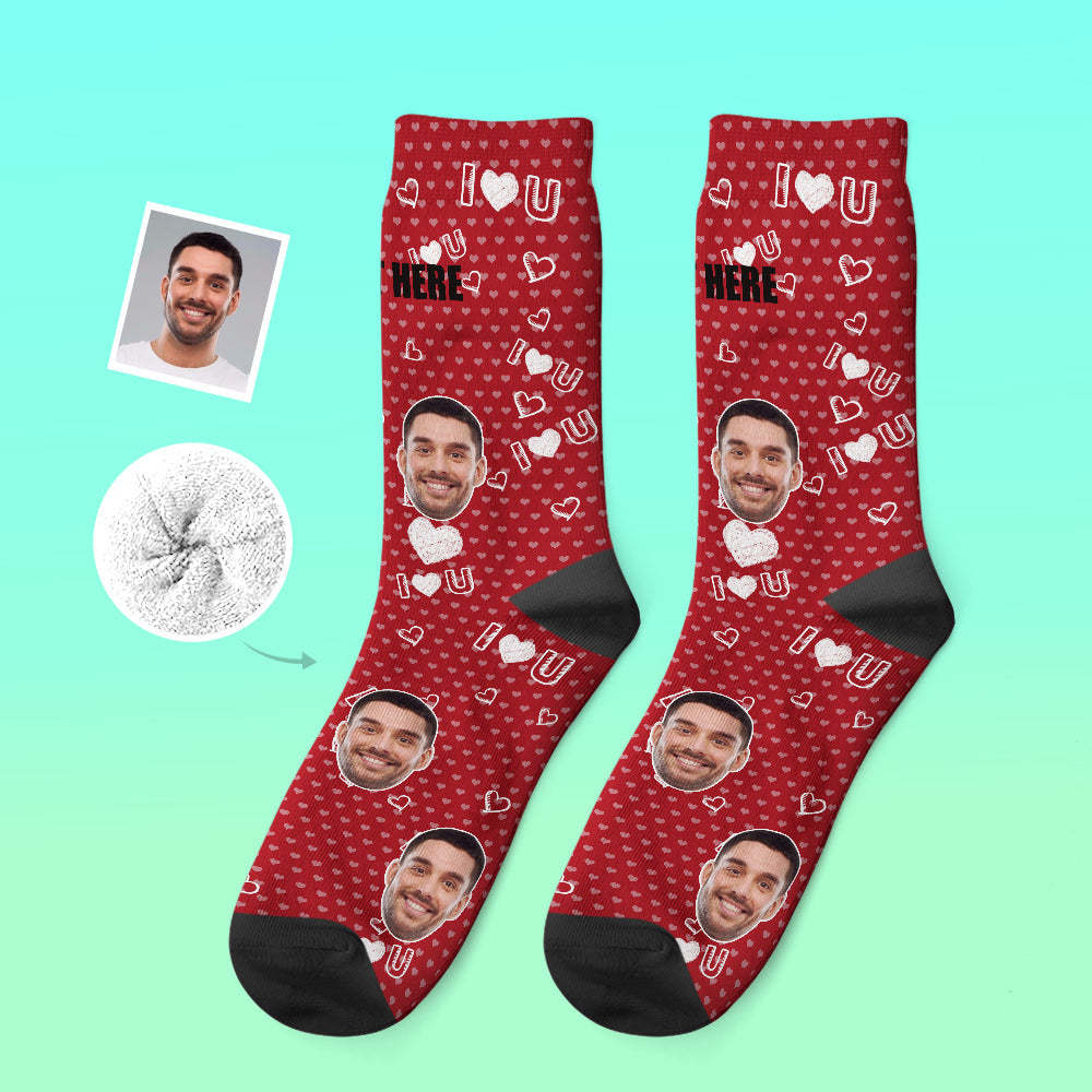 Custom Thick Socks Photo 3D Digital Printed Socks Autumn Winter Warm Socks I Love U Socks - My Photo Socks AU