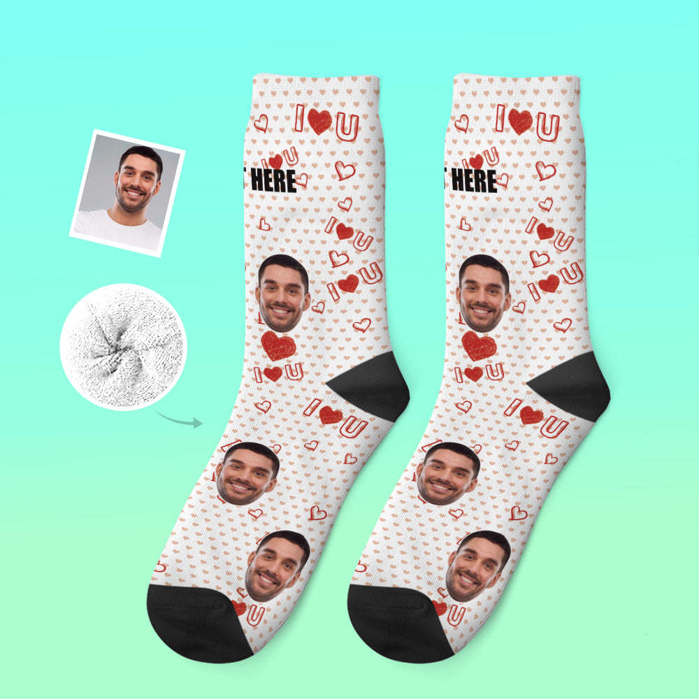 Custom Thick Socks Photo 3D Digital Printed Socks Autumn Winter Warm Socks I Love U Socks - My Photo Socks AU