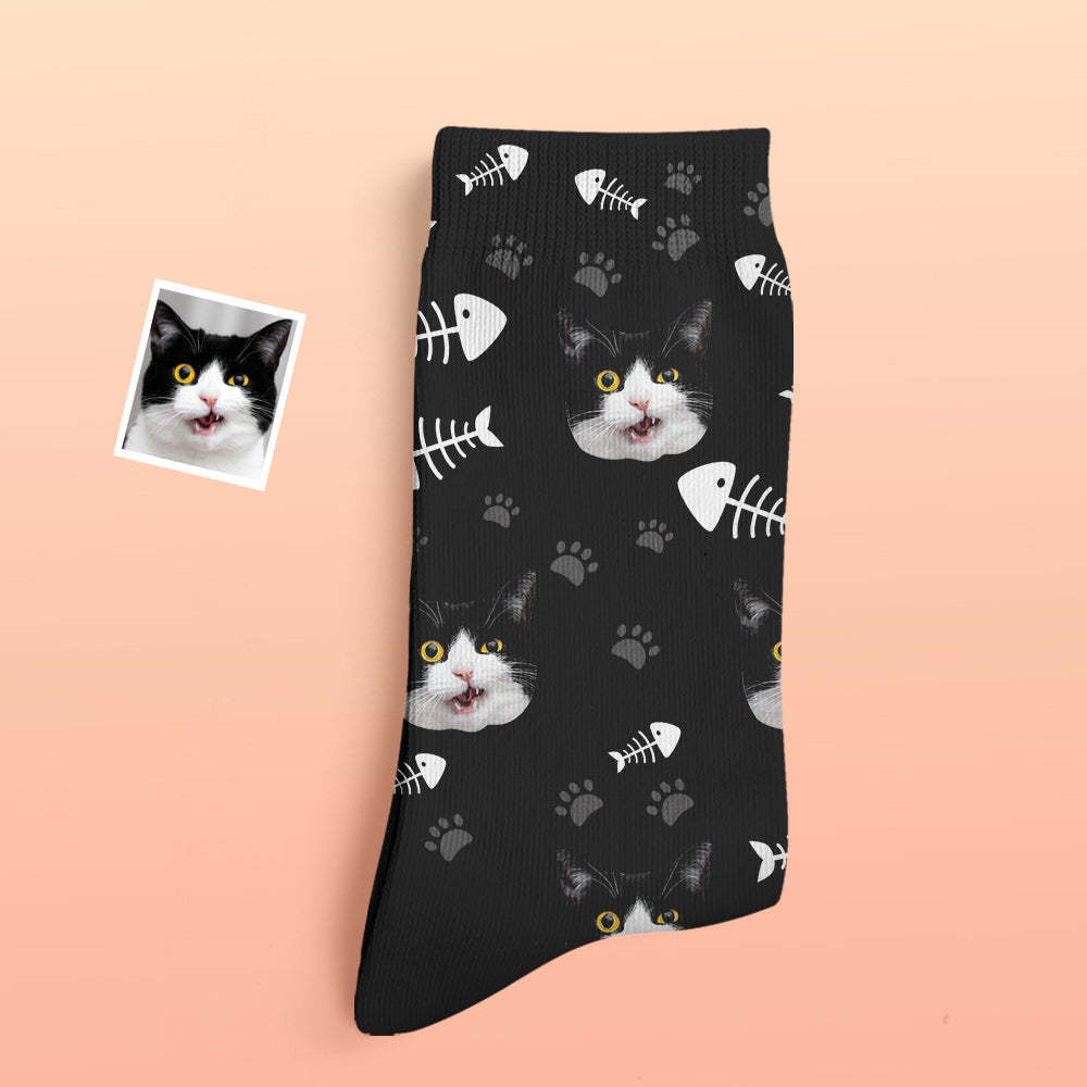 Custom Thick Socks Photo 3D Digital Printed Socks Autumn Winter Warm Socks Cat - My Photo Socks AU