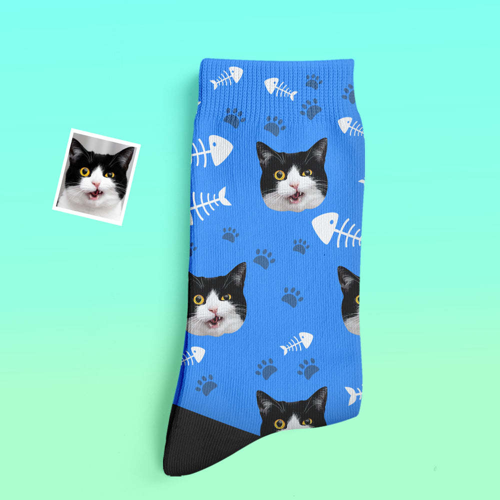 Custom Thick Socks Photo 3D Digital Printed Socks Autumn Winter Warm Socks Cat - My Photo Socks AU