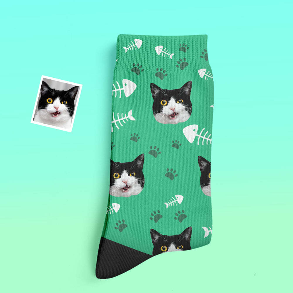 Custom Thick Socks Photo 3D Digital Printed Socks Autumn Winter Warm Socks Cat - My Photo Socks AU