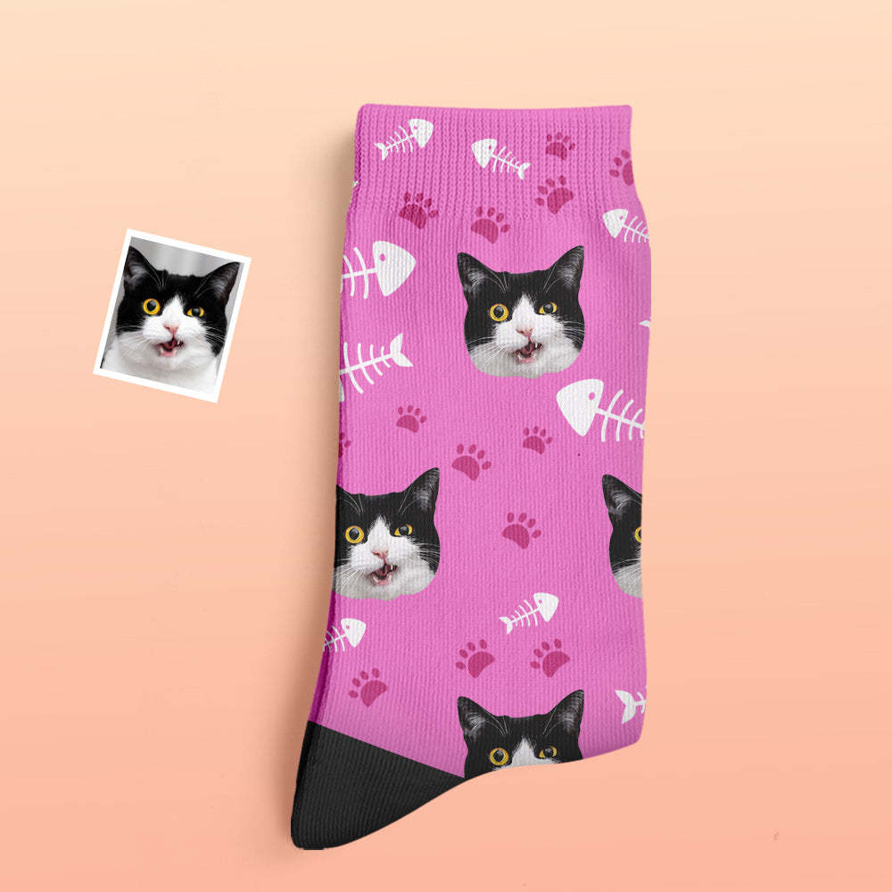 Custom Thick Socks Photo 3D Digital Printed Socks Autumn Winter Warm Socks Cat - My Photo Socks AU