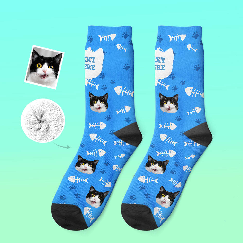 Custom Thick Socks Photo 3D Digital Printed Socks Autumn Winter Warm Socks Cat - My Photo Socks AU