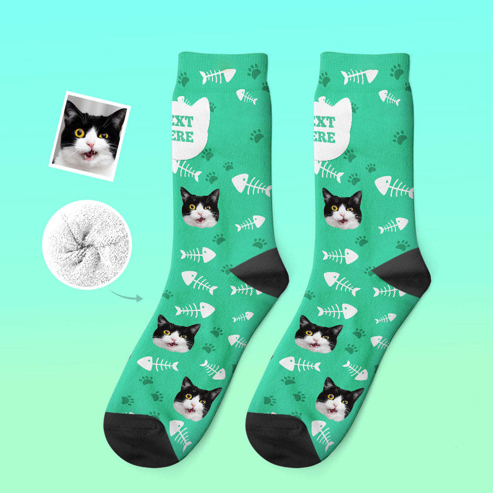 Custom Thick Socks Photo 3D Digital Printed Socks Autumn Winter Warm Socks Cat - My Photo Socks AU