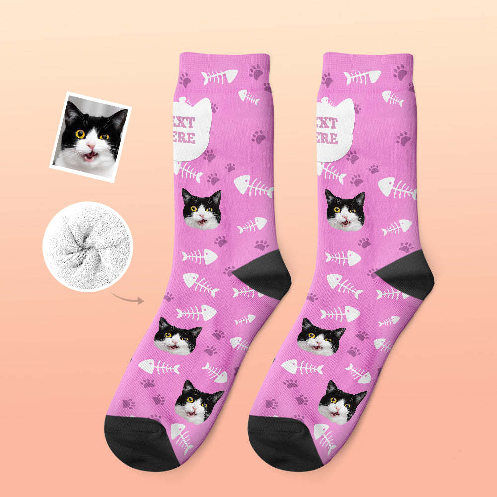 Custom Thick Socks Photo 3D Digital Printed Socks Autumn Winter Warm Socks Cat - My Photo Socks AU