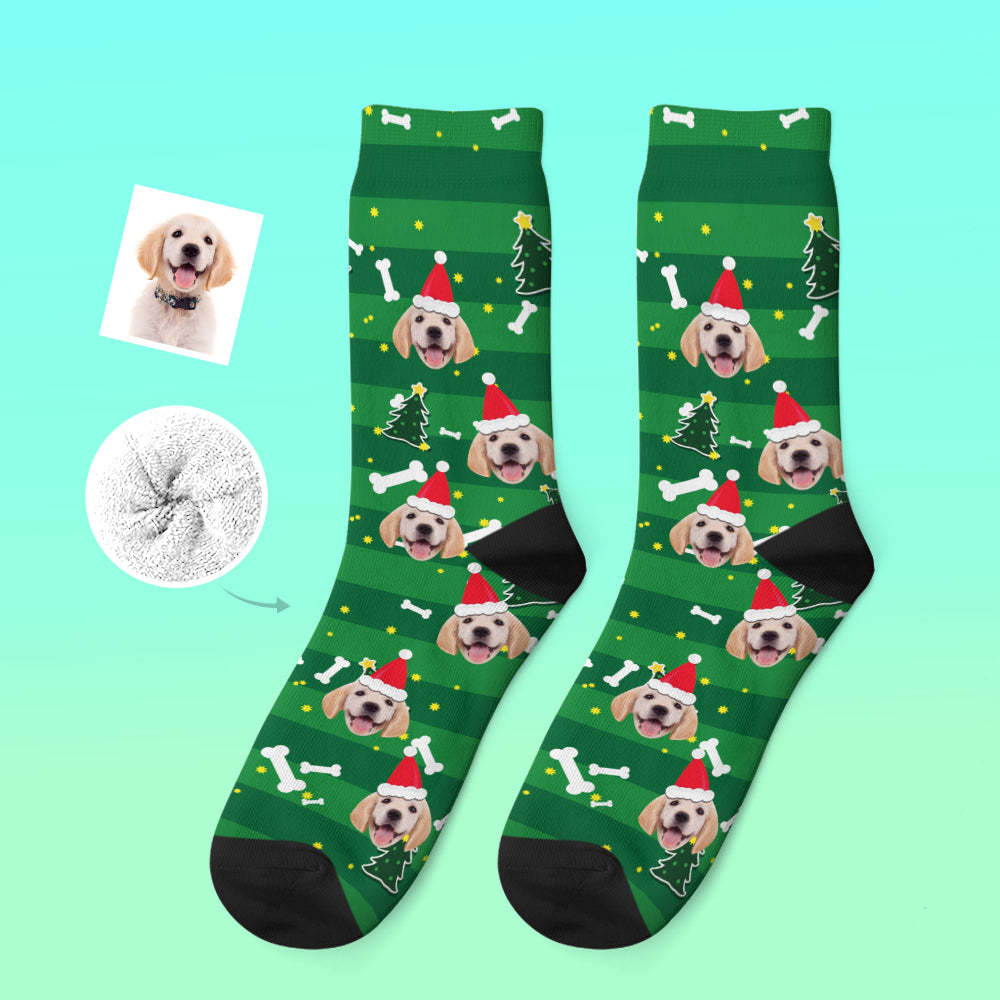 Custom Thick Socks Photo 3D Digital Printed Socks Autumn Winter Warm Socks Santa Dog - My Photo Socks AU