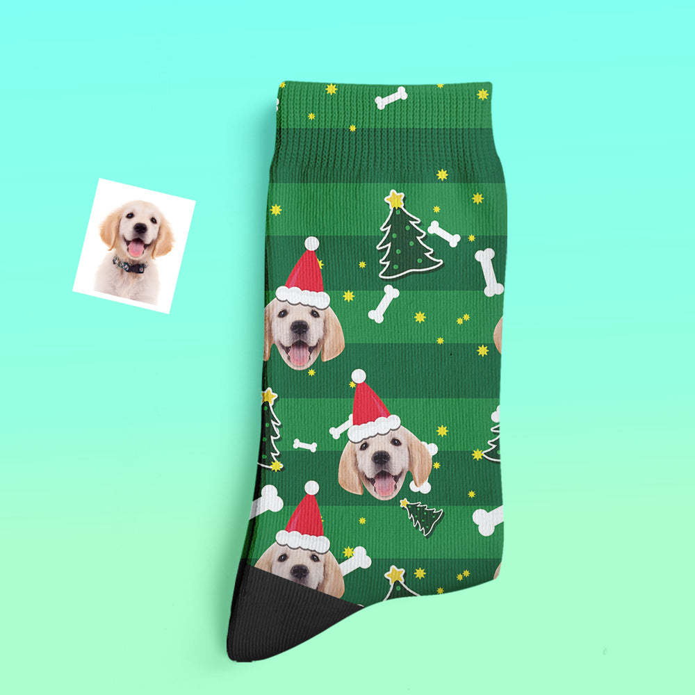 Custom Thick Socks Photo 3D Digital Printed Socks Autumn Winter Warm Socks Santa Dog - My Photo Socks AU