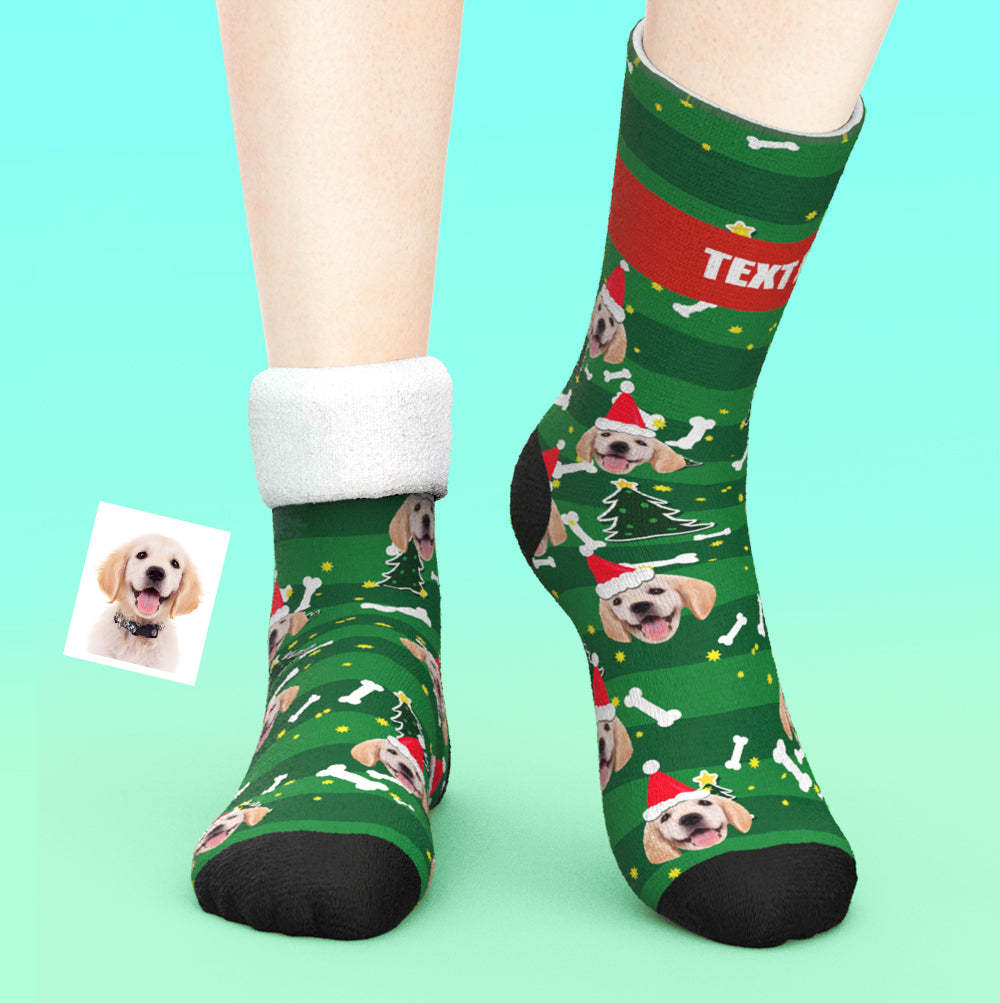 Custom Thick Socks Photo 3D Digital Printed Socks Autumn Winter Warm Socks Santa Dog - My Photo Socks AU